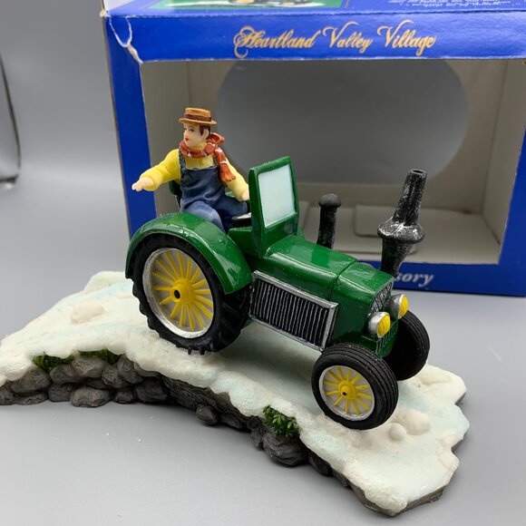 Heartland Valley Christmas Village Green Tractor on Hill of Snow in Original Box - Picture 2 of 10